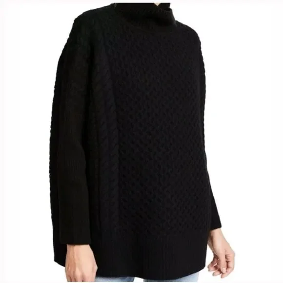 Ayr 100% merino wool “le Square” cable turtleneck sweater - Picture 4 of 7